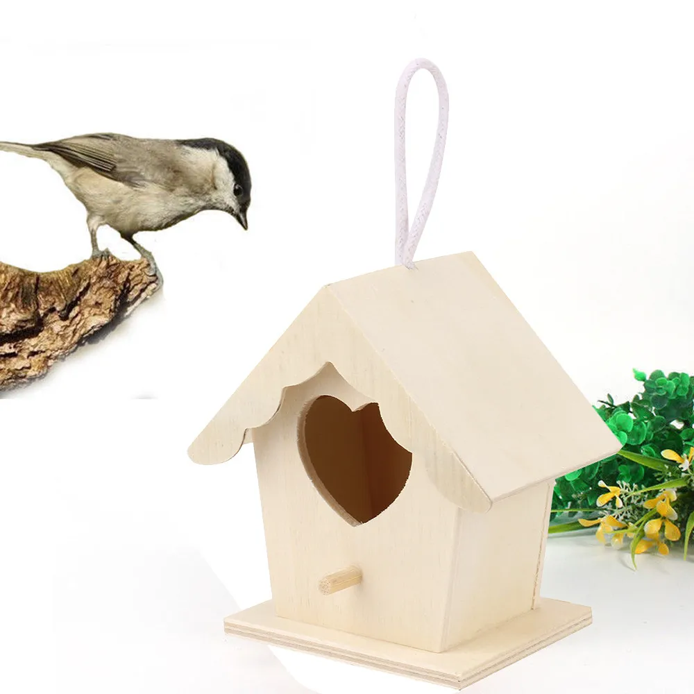 

Wooden Bird House Hanging Nest Bird Nesting Boxes with Loop for Home Garden Yard Decoration Birdhouses Pet Supply Accessories
