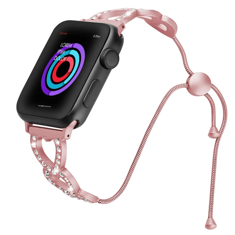 Rose red Ремешок из нержавеющей стали для apple watch Band 40 мм и для apple watch 4 полосы 44 мм браслет для ремешки для часов iwatch 42 мм серия 3 2 1 38 мм - Цвет ремешка: Rose red