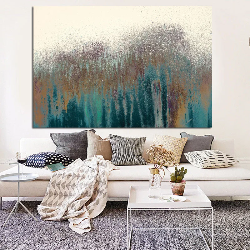 HD Print Modern Abstract Sea Wave Sandy Oil Painting on Canvas Poster Modern Pop Art Wall Picture for Living Room Cuadros Decor