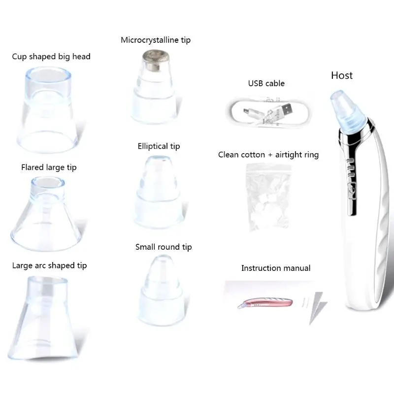 Removedor de Cravo Cuidados com a Pele Ajustável de Sucção a Vácuo Elétrico Limpeza Facial Pore Cleaner Usb Recarregável Ferramenta Comedão Acne 11 Beleza e saúde