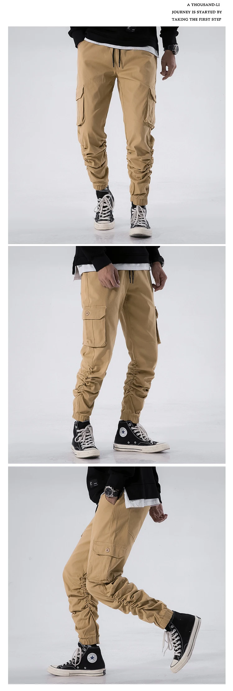 Новые для мужчин; стиль милитари стиль свободные брюки-карго осень мода мульти-карман мужские повседневные Прямые брюки комбинезоны большого размера 38