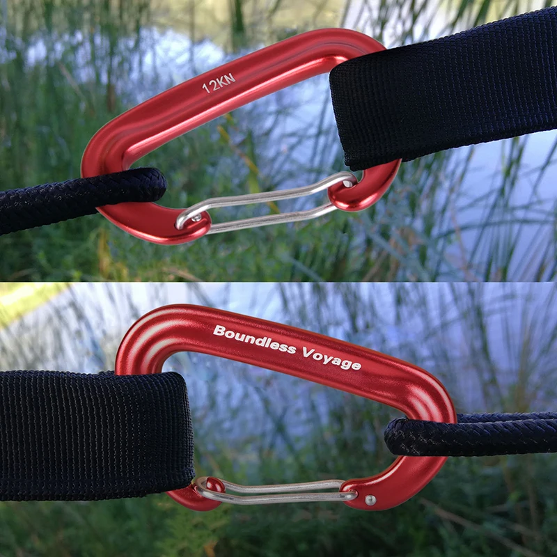 12KN Climbing Carabiners Heavy Duty D-type Clips Aluminum Alloy Hook Hammocks Camping BVC02 climbing carabiner
