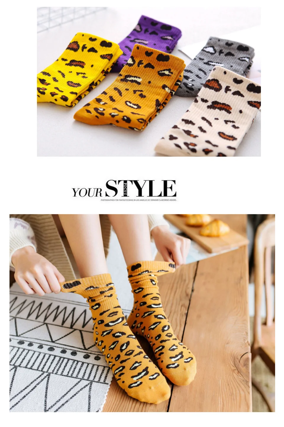 Winter And Autumn Fashion Leopard Ladies Socks Novelty Funny Sock Harajuku Trend Warm Cotton Casual Soft Spot Leopard cottons (8)
