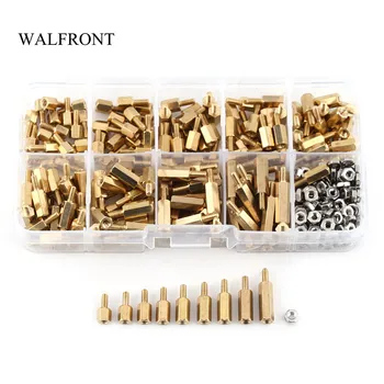 

WALFRONT 360pcs/Box M2.5 Brass Standoff Male-Female Hex Screw Bolt PCB Motherboard Standoff Spacer Assortment Fastener Tools Kit