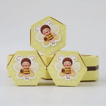 

Bee Pattern Candy Box Baby Birthday Polygon Design Paper Candy Box Children Gift Box