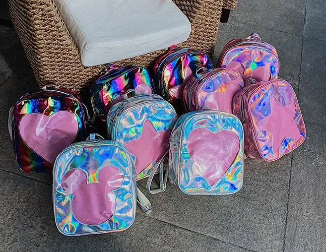 

Clear Transparent Women Backpacks laser Ita Bags For School bags Mini Pink Black Schoolbags For Teenage Girls Fashion Bookbag