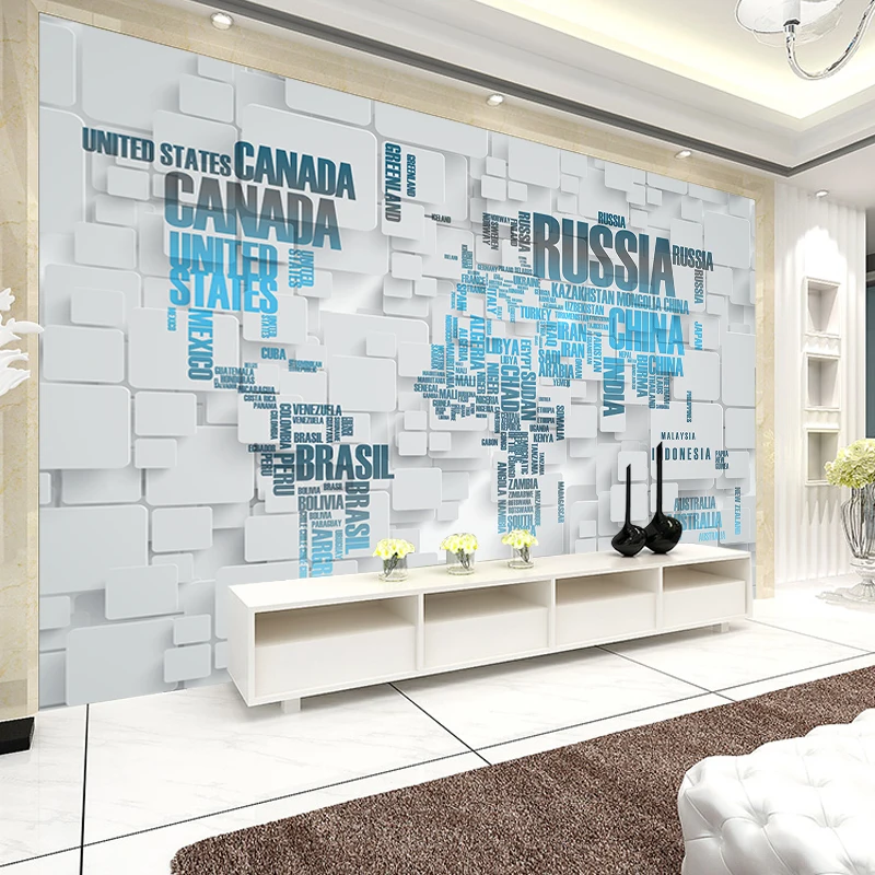 

JiaSheMeiJu Custom Photo Wallpapers 3D Stereoscopic World Map Abstract Art Modern Living Room TV Background Wall Mural Wallpaper