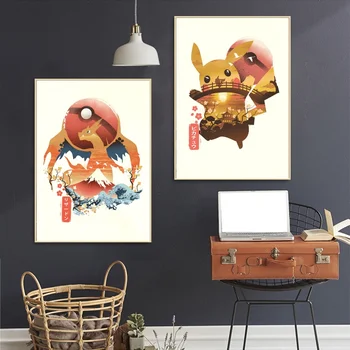 

Japanese Anime PocketMonster Pokemon Pikachu Art Canvas Poster Wall Pictures for Living Room No Frame