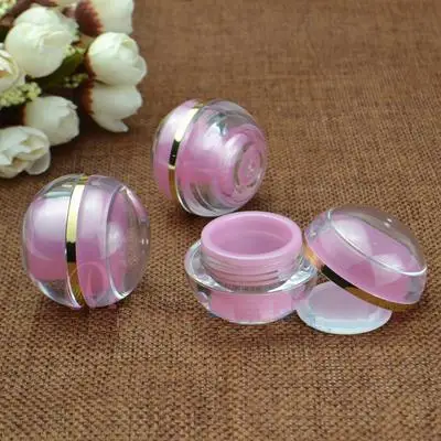 

5G Pink Color Sphere Round Jar, Cosmetic Packing Container, Pink Round Cream Jar, Acrylic Cosmetics Packaging Box, 100pcs/Lot