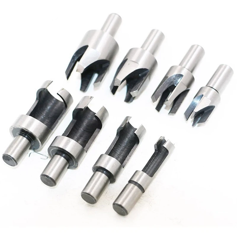 8pcs Wood Plug Cutter Cutting Tool Drill Bit Set Straight and Tapered Taper 5/8 inch 1/2 3/8 1/4 Woodworking Co | Инструменты