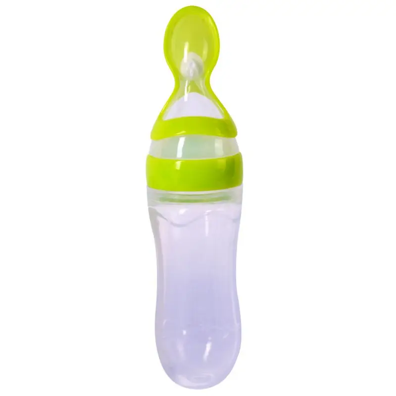 mamadeira Safety Silicone Baby Bottle With Spoon Food Supplement Rice Cereal Bottles Squeeze Spoon Milk Feeding Bottle Cup