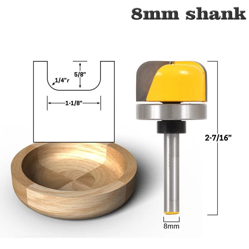 1 шт. 8 мм хвостовик полукруглый долото долота Концевая фреза Дерево 2 Флейта подшипник, деревообрабатывающий инструмент замок двери фреза