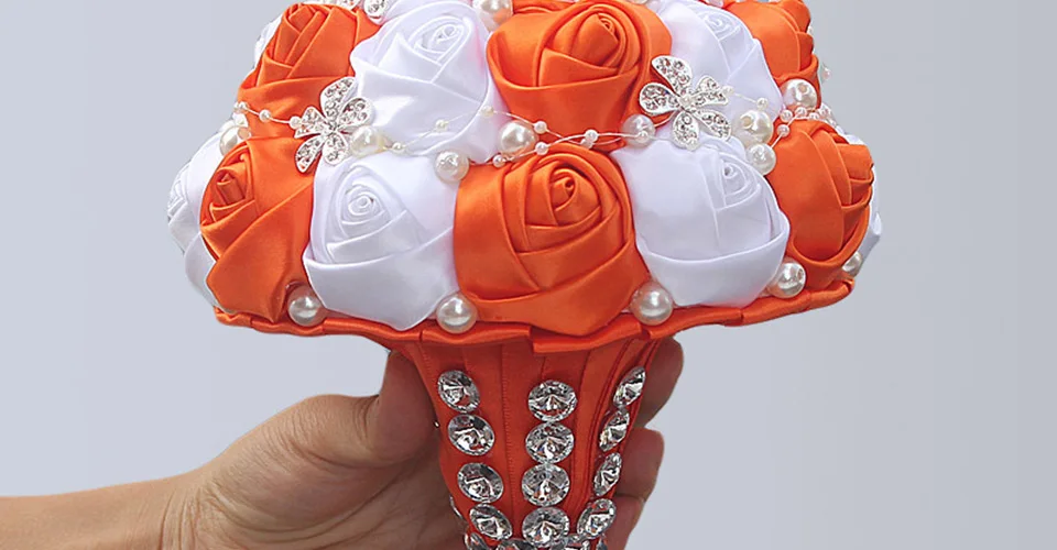 High-end super beautiful ribbon artificial flower wedding bridal bouquet Valentine's Day present Home decoration fake flower