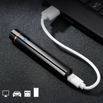 

Creative USB Charging Lighter Touch Screen Electronic Cigarette Lighters Small Electric Wire Flameless Windproof