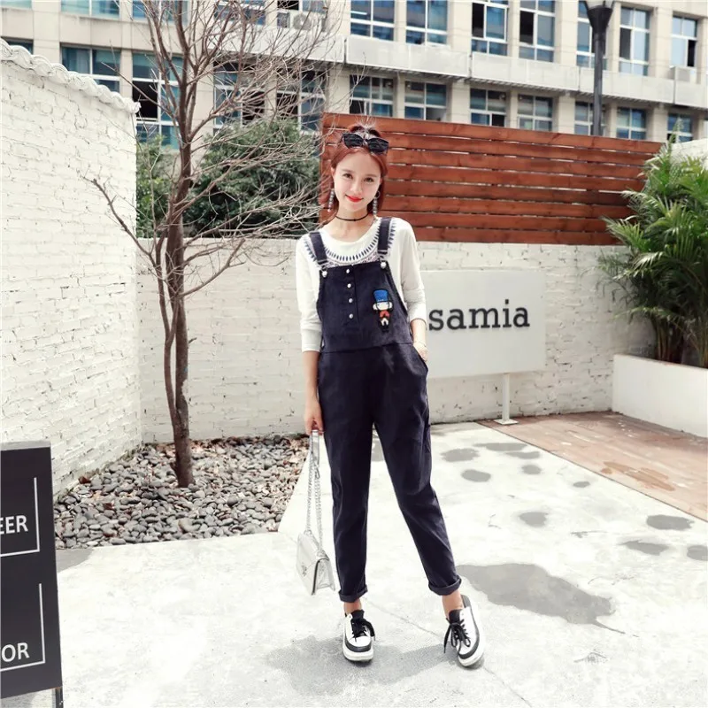 

Spring New Pregnant Women's Bib Corduroy Loose Maternity Pants Maternity Wear Zipper Free Jumpsuit Pregnant Women Pants Trousers