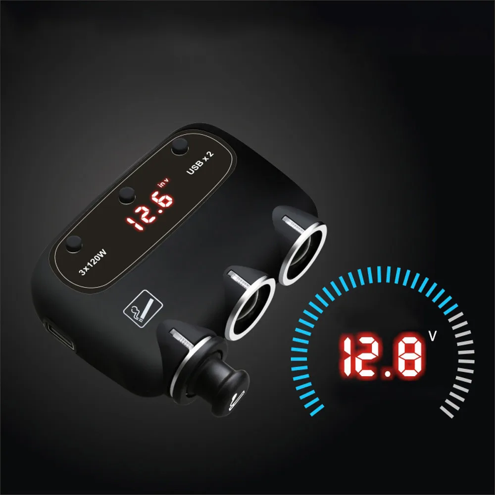 Универсальный 3 контактный адаптер прикуривателя для автомобиля DC Outpet 12V/24V Dual USB