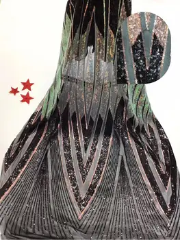 

CiCi-7.3208 embroidered Mesh Tulle fabric Factory price sequins Nigerian lace fabrics