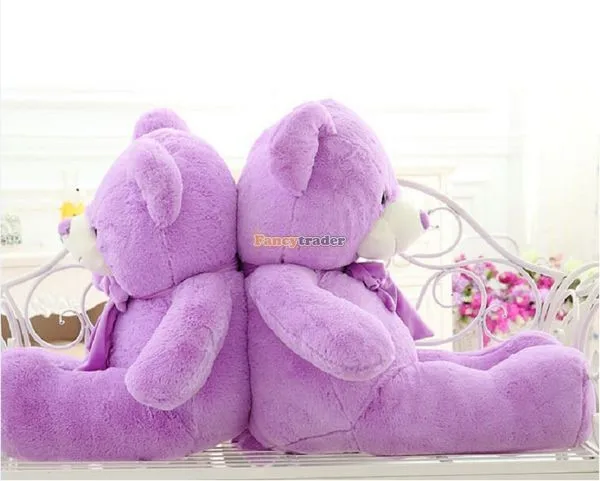 Fancytrader 1 pc 63'' 160cm Giant Cute Stuffed Soft Plush Lovely Fat Lavender Teddy Bear, Free Shipping FT50741 (7)