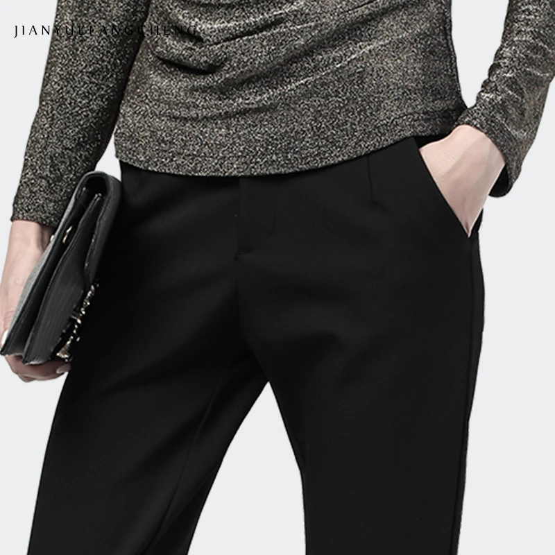 2019 Spring Autumn High Waist Straight Long Flared Pants Pocketed Office Ladies Formal Dress Pants Black/White Women Trousers 2019 Spring Autumn High Waist Straight Long Flared Pants Pocketed Office Ladies Formal Dress Pants Black/White Women Trousers