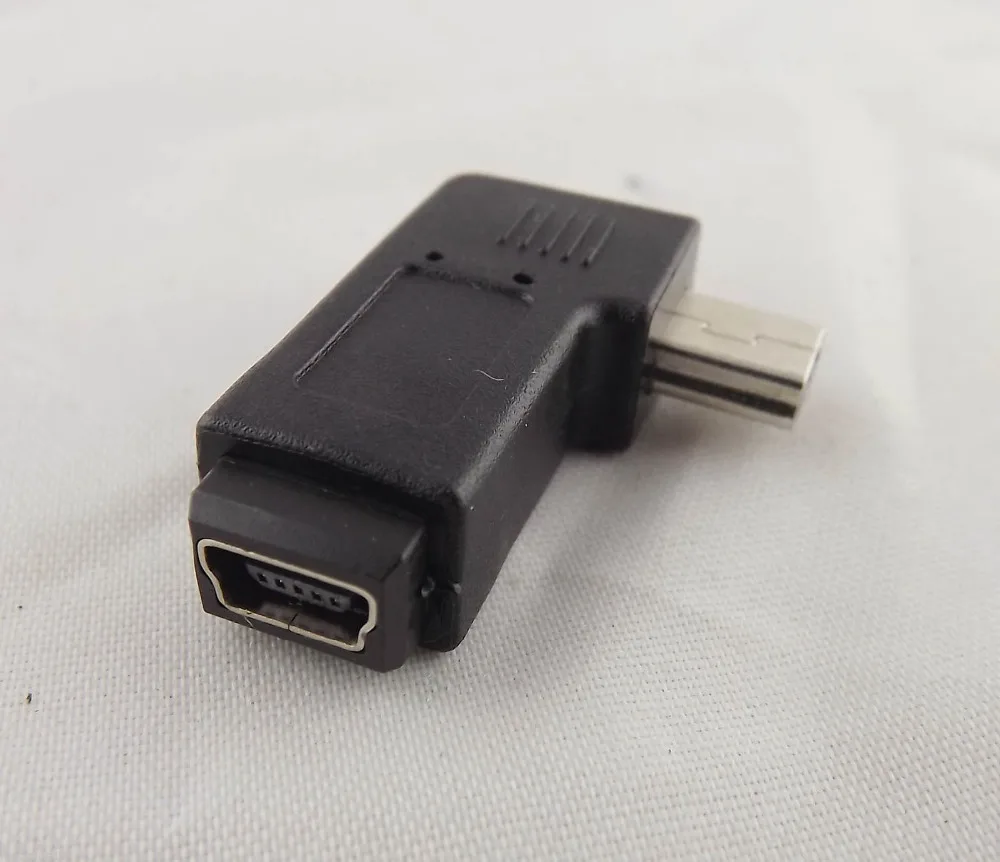 

1pcs USB 2.0 Mini 5 Pin Male To Mini 5 Pin Female M/F Left Angle Adapter Connector