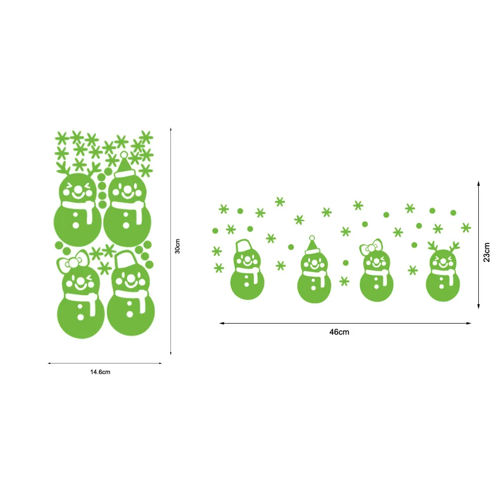 Рождественские светящиеся наклейки на стену с изображением снеговика, светящиеся наклейки для гостиной, светящиеся наклейки для дома, спальни, декора# A - Цвет: AFG3236 Green