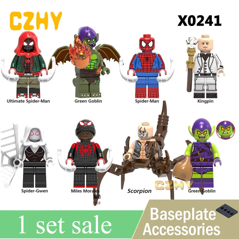 

X0241 Legoings Spiderman into the Spider Verse Spider-Ham Pigs Miles Morales Green Goblin Wings Gwen Stacy Minifigured Gifts Toy