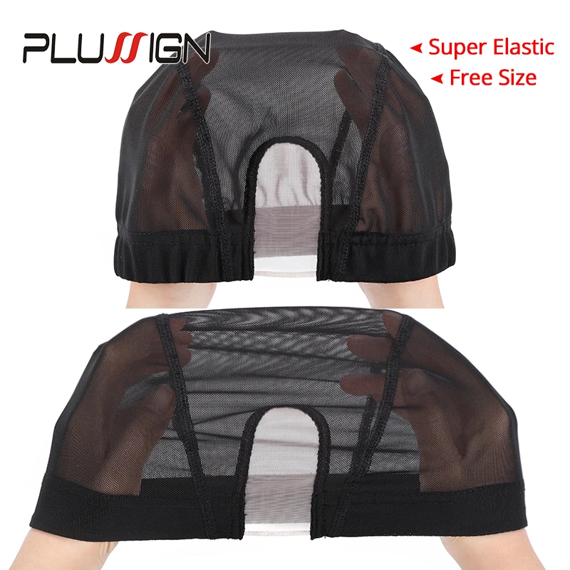 Beli Plussign Baru U Mesh Wig Topi dengan Mono Bersih Realistis Bahan untuk Membuat Wig U Bagian Wig Topi hitam Tengah Ukuran Topi Kubah