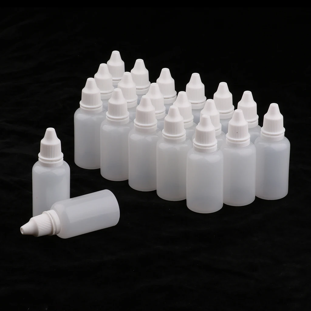 Perfeclan 20Pcs 30ml PE Plastic Empty Eye Dropper Vials Eye Liquid Container Bottles Squeezable
