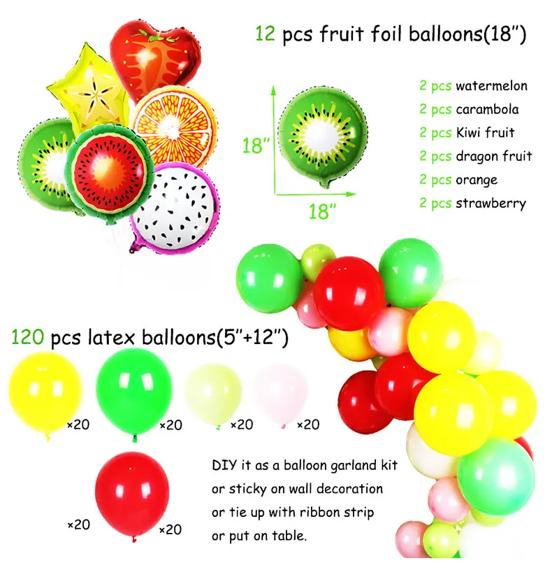 Тематические вечерние украшения с фруктами баннер с днем рождения воздушные шары из фольги с фруктами топперы для украшения дня рождения детей Luau