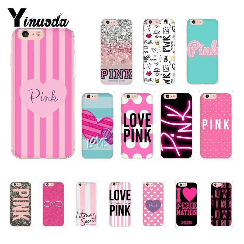 

Yinuoda Love Stripe Pink Victoria's Secret Painted Phone Case for iPhone 8 7 6 6S 6Plus X XS MAX 5 5S SE XR 10 11 11pro 11promax