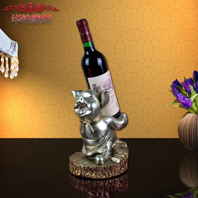 

2016 Direct Selling New Arrival American Rural Wind Room Wine Frame Resin Handicraft Ornaments Pig Personality