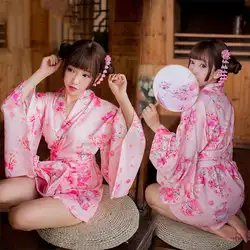 Женское привлекательное Эротическое белье Соблазнительные вишни косплей костюм горничной кимоно пижамы
