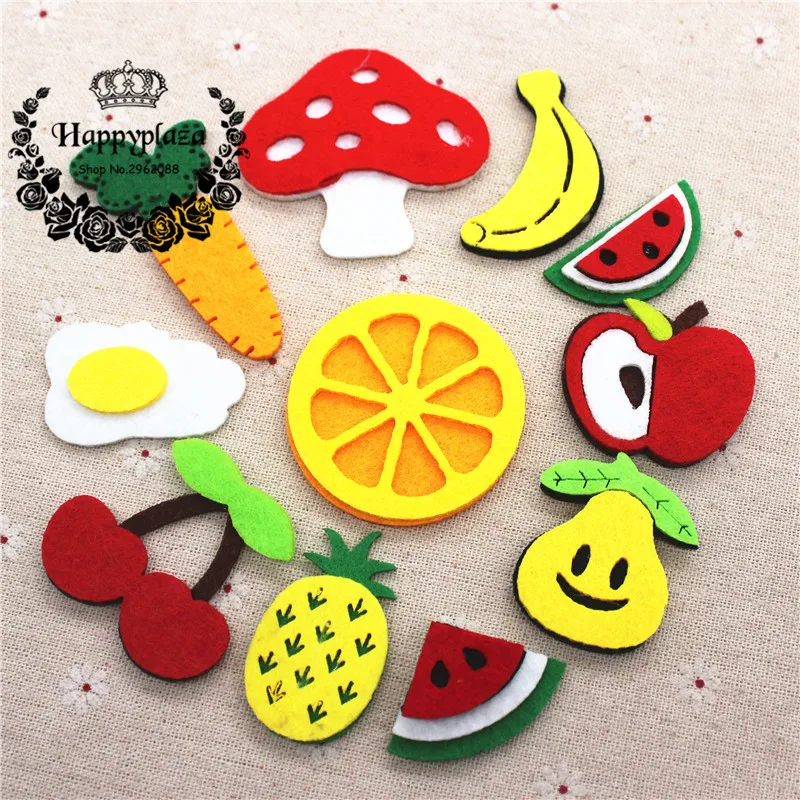 

10pcs Non-woven Fabric Fruits/Vegetables/Poached Egg Applique Patches Felt Accessories DIY Craft Scrapbooking