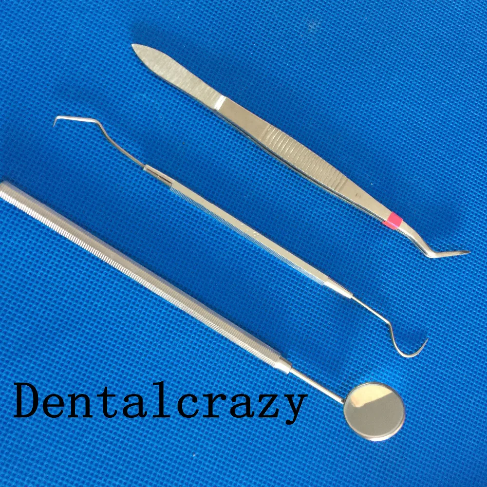 New 3PCS Basic Dental Instruments Set Mouth Mirror Explorer Plier