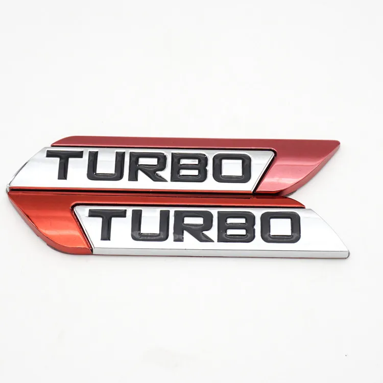 5 Pairs Chrome Metal Turbocharged Car Tail Emblem Badge Universal Black TURBO Turbo Boost