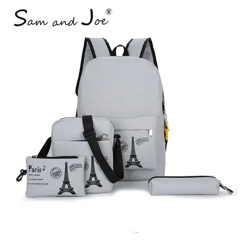 

4Pcs School Bags+3 Sets Stationery,Book Bag for Students,Printing Schoolbag for Teenager,Girls Boy Oxford Backpack Women Satchel