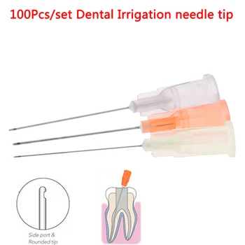 

100pcs/set Dental Syringe Tips Endo Irrigation Needle Tip End-Closed Side Hole Root Canal Wasingh Endo Syringe Oral Hygiene Care