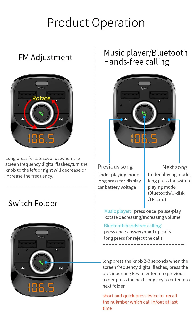 Автомобильный mp3 плеер Bluetooth fm-передатчик Hands-free автомобильный аудио-MP3 модулятор 1,1 дюймов дисплей 3.1A USB Автомобильное зарядное устройство