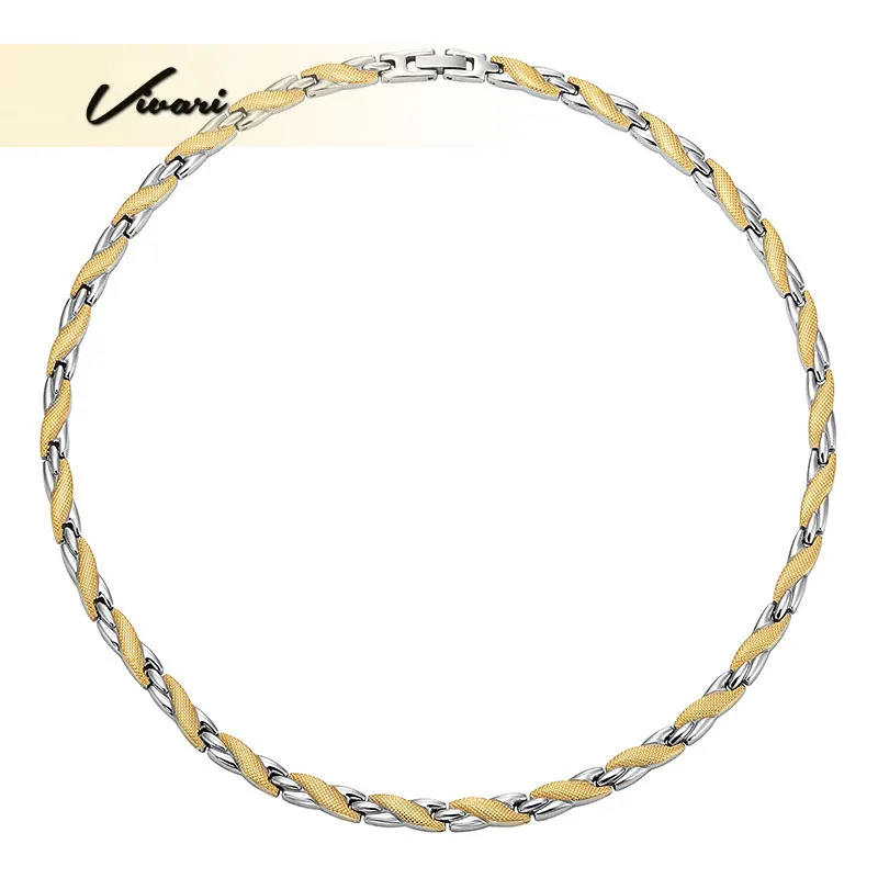 

Vivari Healthy Magnetic Therapy Long Necklace Women Display Link Chain Stainless Steel Silver Color Luxury Necklaces