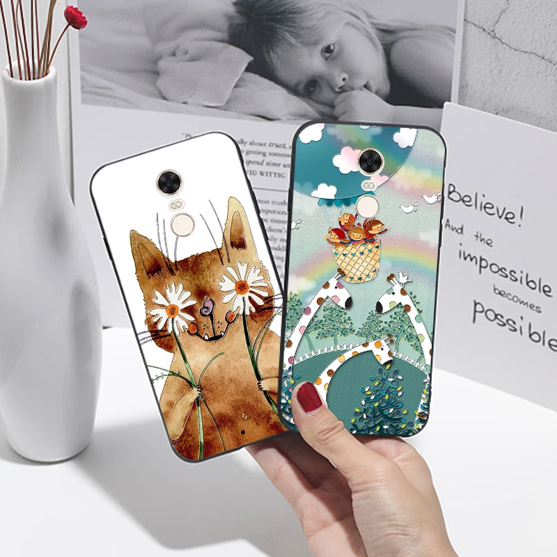 Cute 3D Emboss Cartoon Phone Case For Xiaomi Redmi Note 3 Pro 4 4X Global Cases Soft Silicone Cover 5 Plus | Мобильные телефоны и