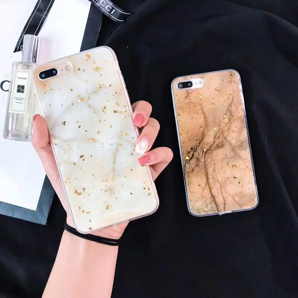 

Fashion irregular soft mobile phone case for iPhone XS Max XS XR 8 8plus 7 7plus 6/6s Plus Gold Foil Marble Mobile phone shell