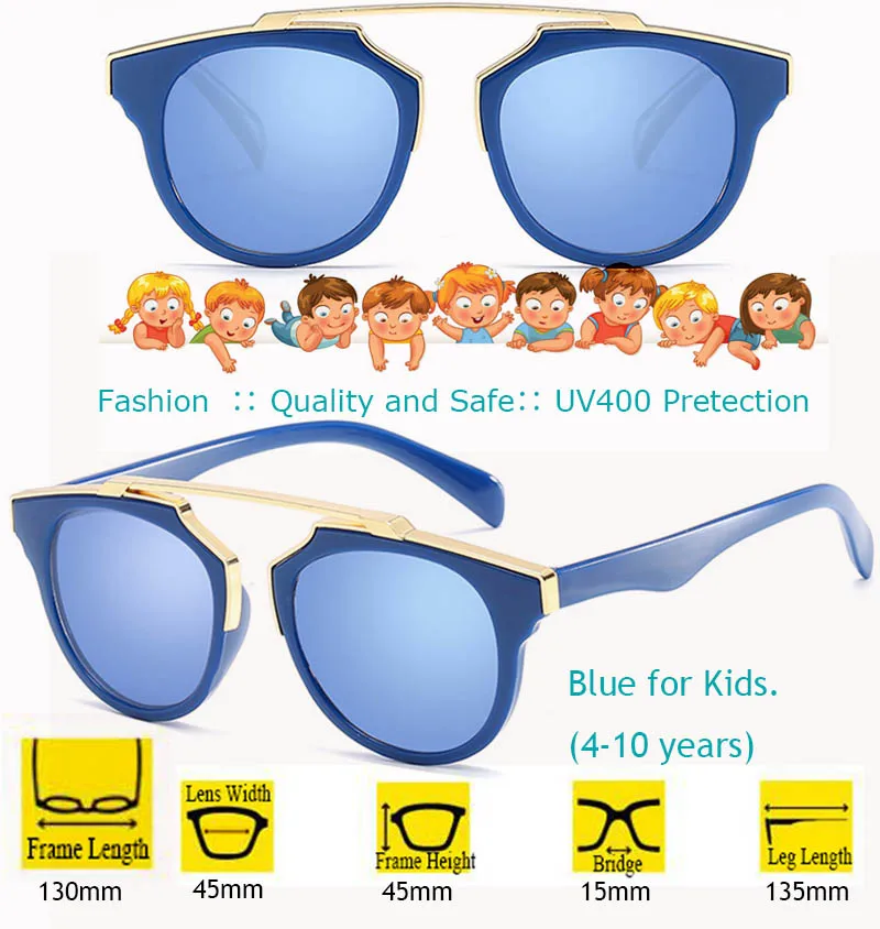 IVSTA женские солнцезащитные очки летний Стиль винтажные очки для глаз кошки модные панк-очки Зеркало для женщин линзы 9887 - Цвет линз: Blue-Kids