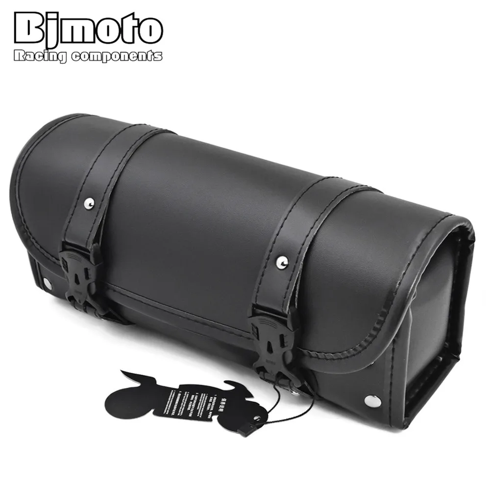 BJMOTO New Motorcycle PU Leather Front Fork Tool Bag Luggage Saddle Bag