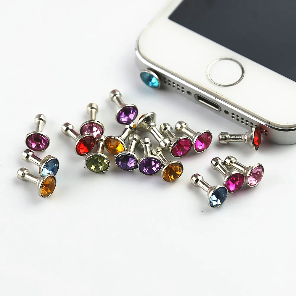 5 piece Universal 3.5mm Diamond Dust Plug Mobile Phone accessories gadgets Earphone enchufe del polvo Plugs For iPhone 5 5s 6 6s