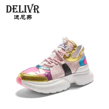 

Delivr 2019 New Fashion Platform Vulcanized Shoes Women Sneakers Women Brand Female Dad Shoes Thick Sole Creeper Schoenen Vrouw
