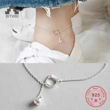 Летняя обувь Простой поп Кот браслет 24 см настоящие ювелирные изделия стерлингового серебра 925 поп очаровательный ножной браслет женский