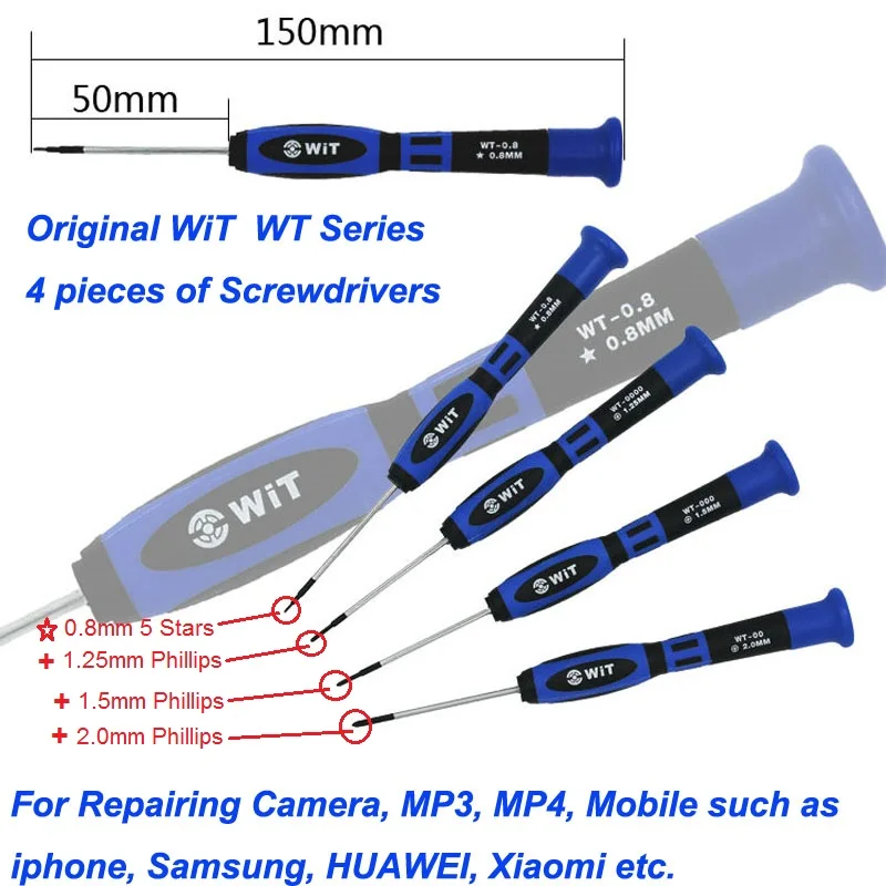 1 Set 4 Pieces Japan Wit Wt Series Screwdrivers For Repairing Camera