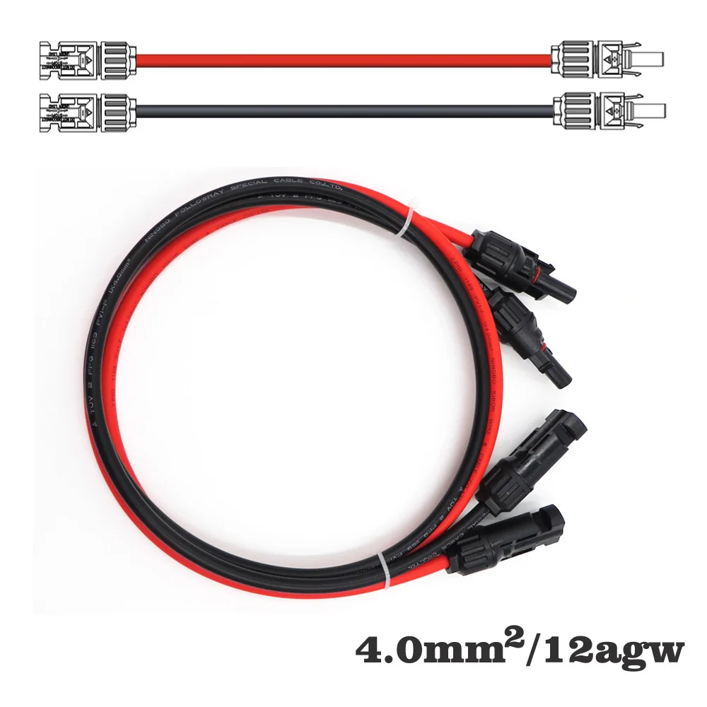 1 пара/лот 12AWG 4mm2 30/15/9/6/3/1FT MC4 разъем расширения подключения ветка черный параллельно серии Удлинительный кабель