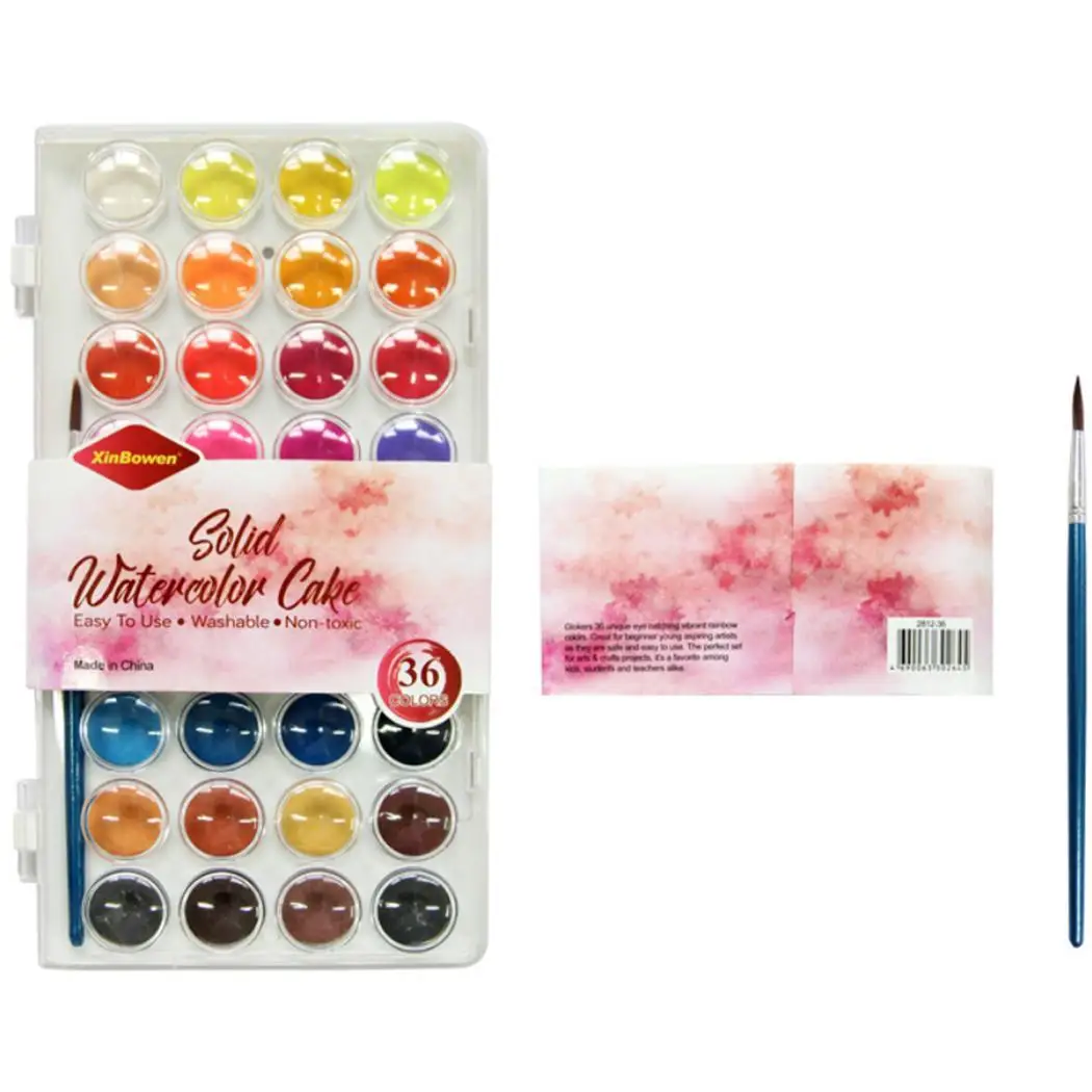 

36 Colors DIY Watercolor Art Portable Solid Watercolor Paints Set for Kids 2.2cm/0.9inch of Multicolor