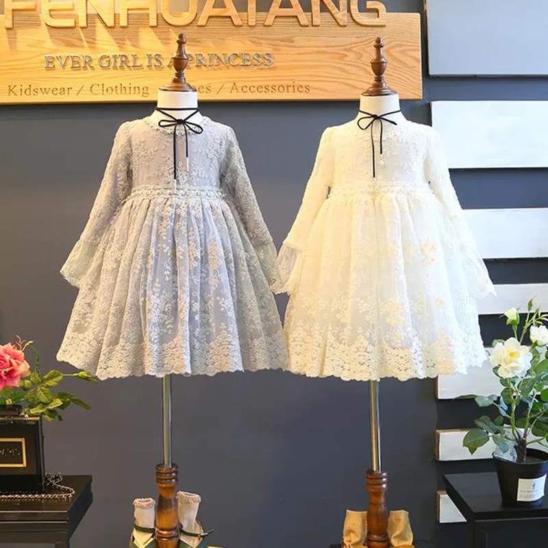 DFXD Kids Girls Princess Dress Spring Autumn 2018 High Quality Long Sleeve Lace Embroidered A-line Girl Dresses Vestido 2-8Years DFXD Kids Girls Princess Dress Spring Autumn 2018 High Quality Long Sleeve Lace Embroidered A-line Girl Dresses Vestido 2-8Years
